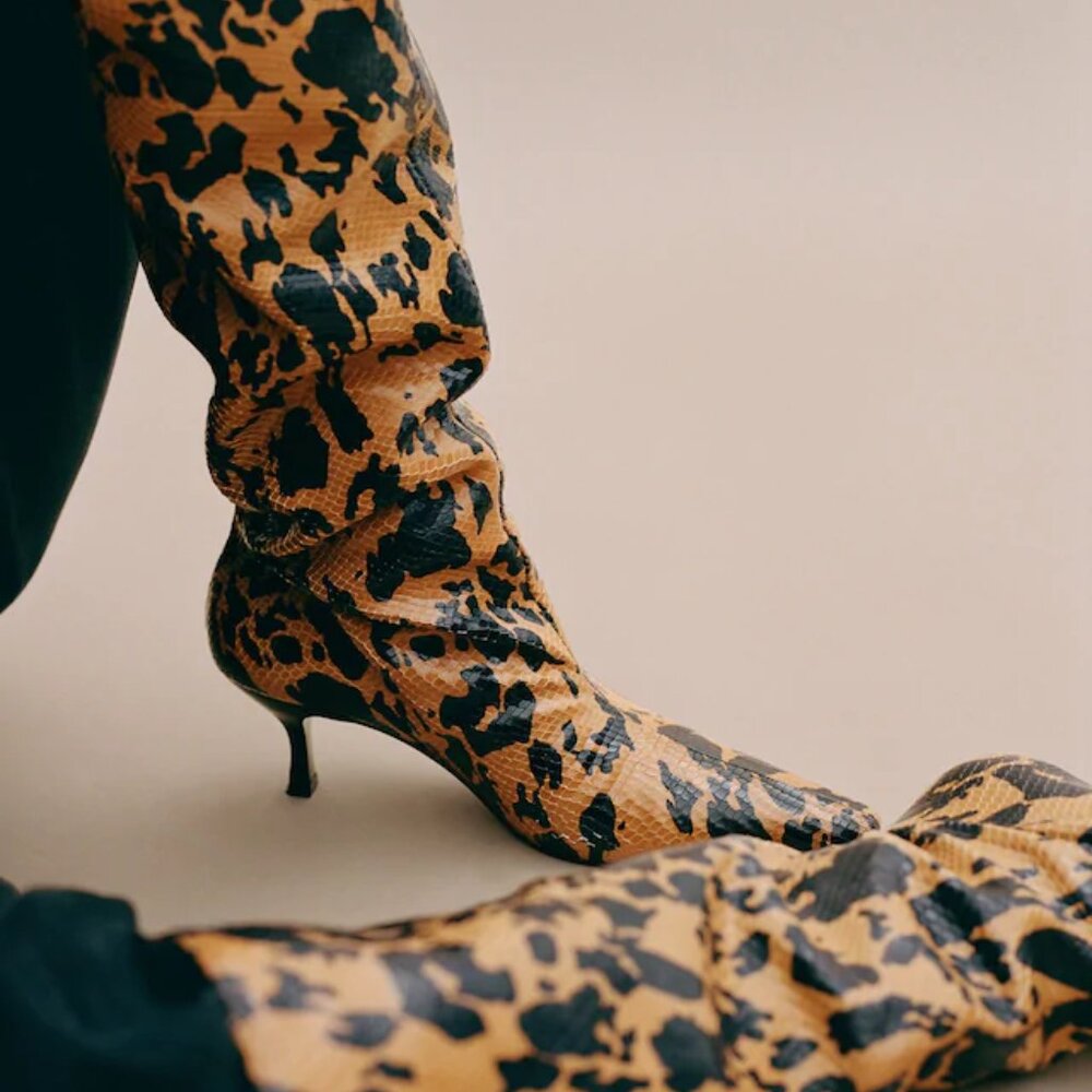 Amber Leopard Print Knee-High Stiletto Boots - Women